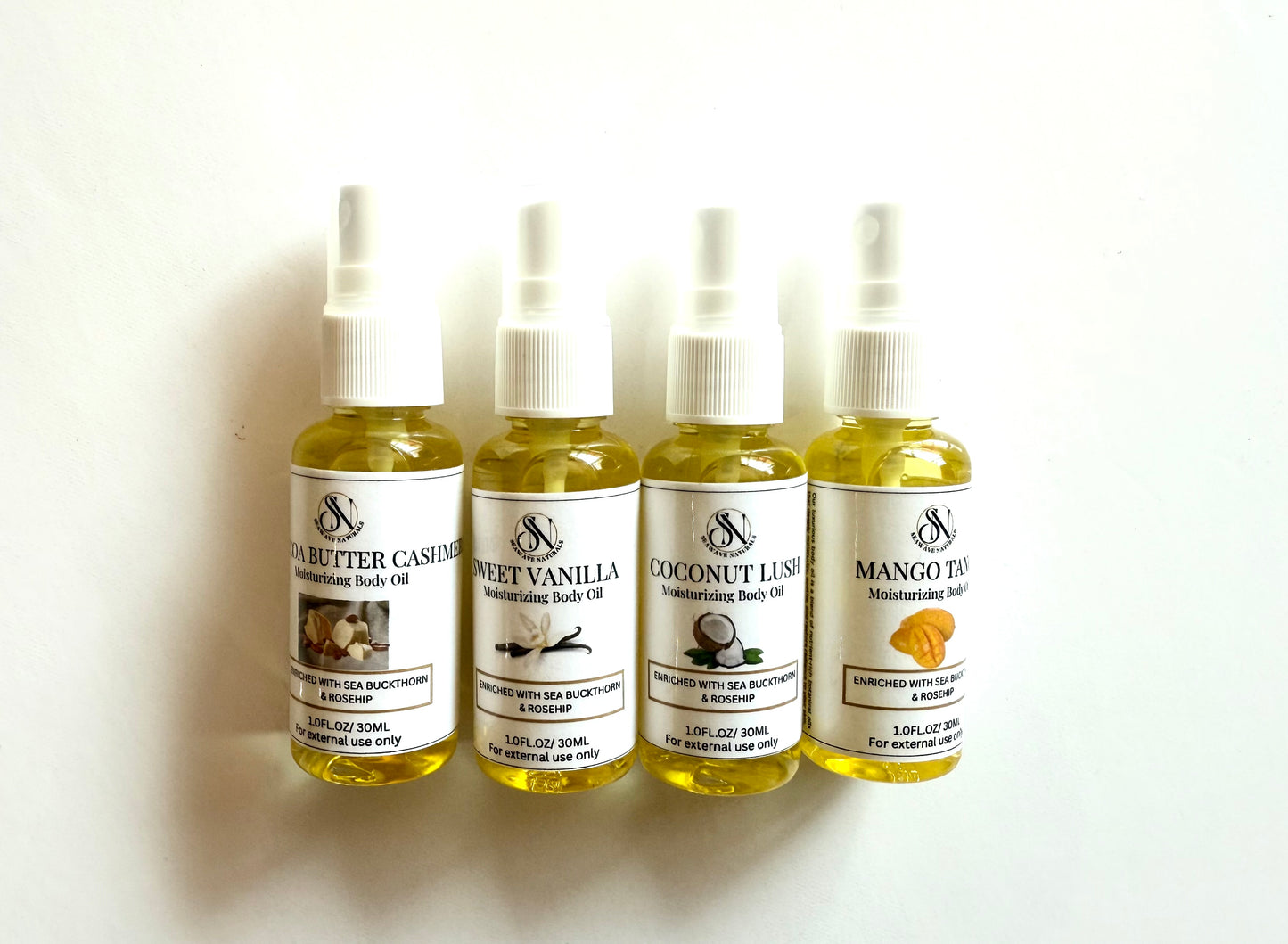 Mini sample body oils