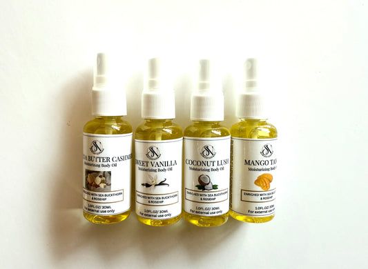 Mini sample body oils