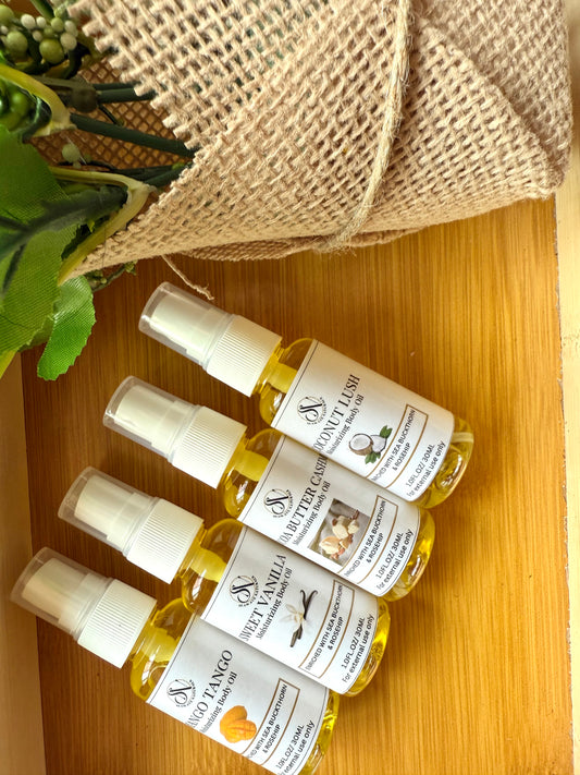 Mini sample body oils